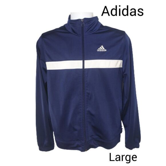 Adidas Adult Jacket Large Blue White Athletic Sports Vintage Jacket - Picture 1 of 6